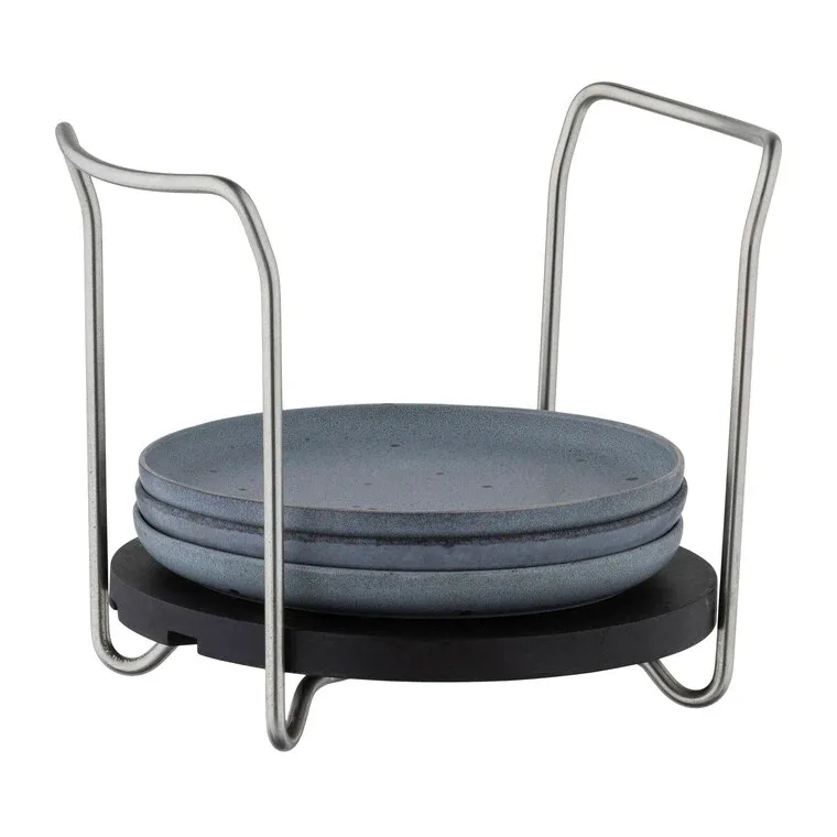 Tellerhalter aus Stahl mit schwarzem Boden
