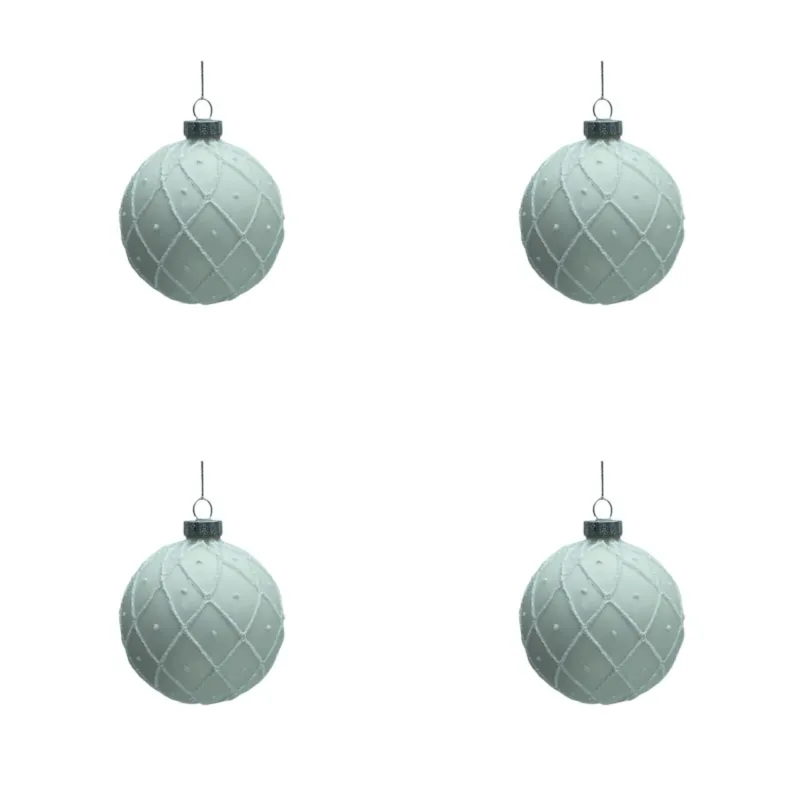 4 Stk. Christbaumkugeln mit Karos und Punkten