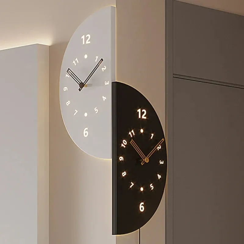 Geometric Half-Moon Dual Wall Clock - Image 0