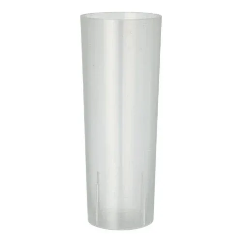 Das Starpak 10 Mehrweg-Glas für Longdrinks der Marke Starpak steht leer und aufrecht auf schlichtem weißem Hintergrund – das umweltfreundliche, zylindrische Kunststoffglas ist perfekt für Longdrinks geeignet.
