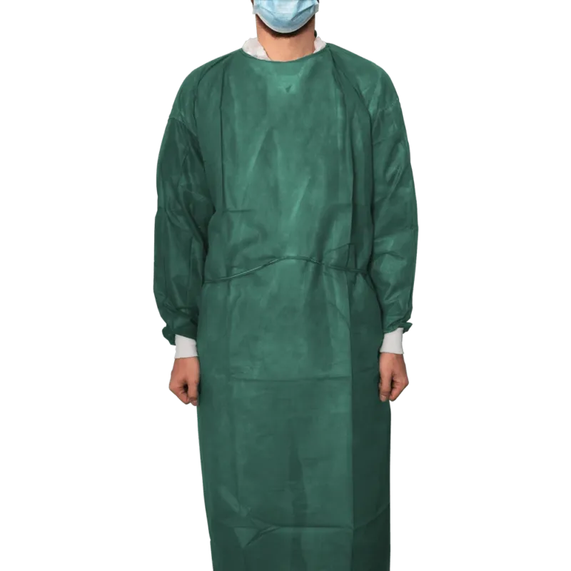 MaiMed-Coat Protect Comfort,Schutzkittel aus Vlies mit BW-Bündchen, d.-grün, Länge 136cm, 10St./Pack. | Packung (10 Stück)