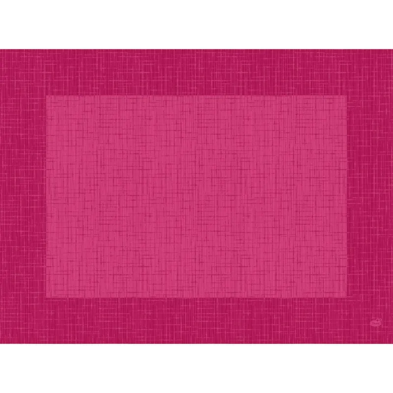 Die Bio-Dunicel-Sets 30x40 Linnea fuchsia der Duni GmbH sind hochwertige, rechteckige Tischsets in mittel- und dunkelrosa mit Kreuzschraffurmuster - perfekt für die Kombination mit biologisch abbaubaren Servietten für eine umweltfreundliche, geometrische Tischgestaltung.