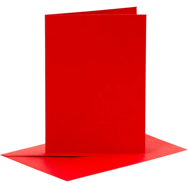 Cards and envelopes, card size 10,5x15 cm, envelope size 11,5x16,5 cm, 110+230 g, red, 6 set