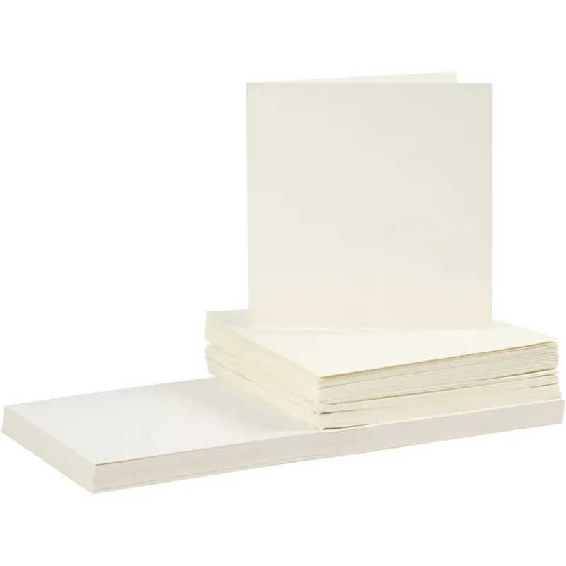 Cards and Envelopes, card size 15x15 cm, envelope size 16x16 cm, off-white, 50sets