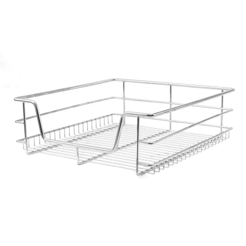 Ausziehbare Küchenschublade aus verchromtem Metall, rechteckig, mit offenen Rosten für optimale Luftzirkulation, ideal für 50cm breite Schränke