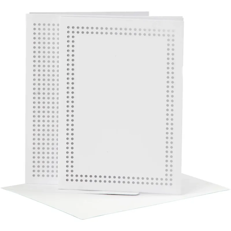 Card for embroidery, card size 10,5x15 cm, envelope size 11,5x16,5 cm, white, 6 set