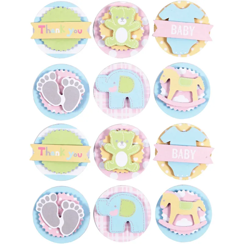 3D Baby Stickers, baby, dia. 35 mm, thickness 5 mm, 1 sheet