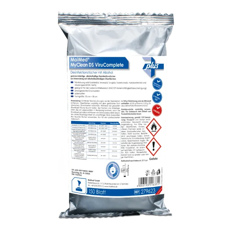 MaiMed MyClean DS ViruComplete Refill, getränkt-neutral 15x18cm | Packung (120 Stück)