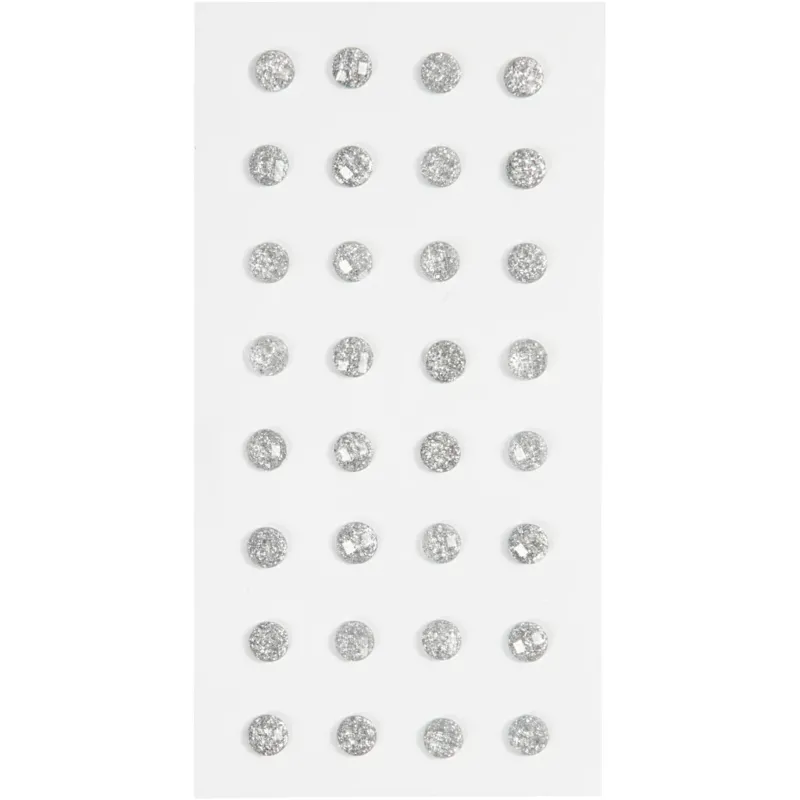 Rhinestones, dia. 8 mm, silver, 32 pc
