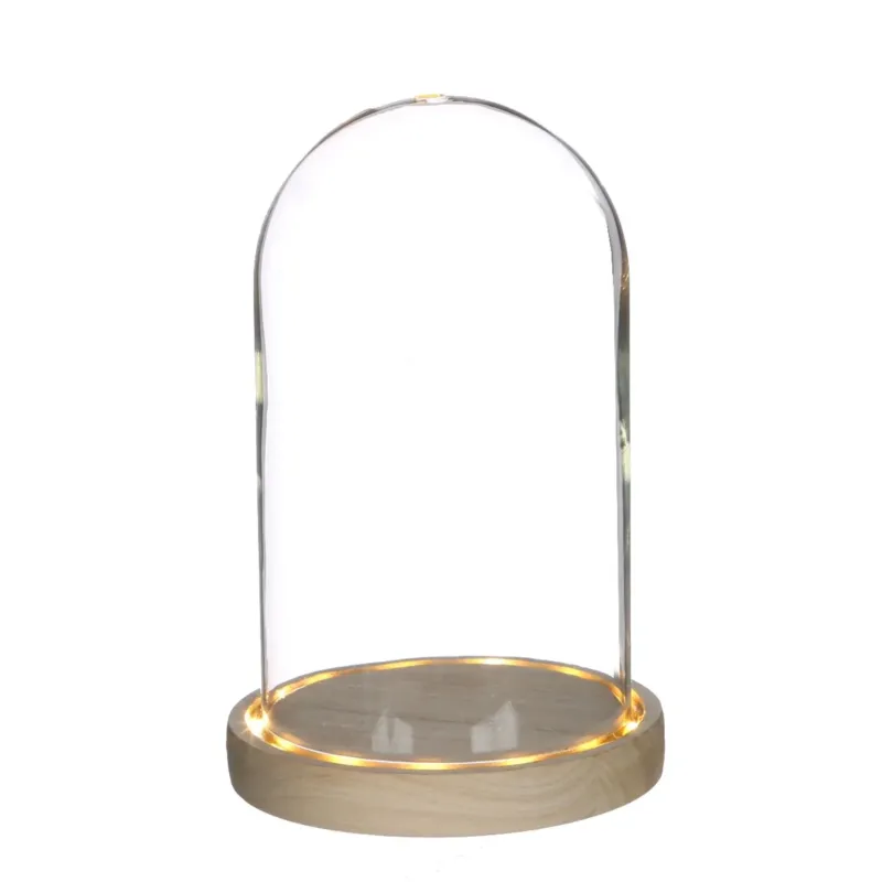 Glass LED stolp with wooden base Ø14cm (1 pcs.)