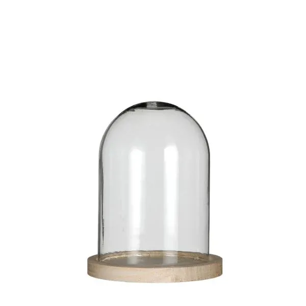 Glass Dome with Wooden Base Ø12cm and 16 cm tall (1 pc)