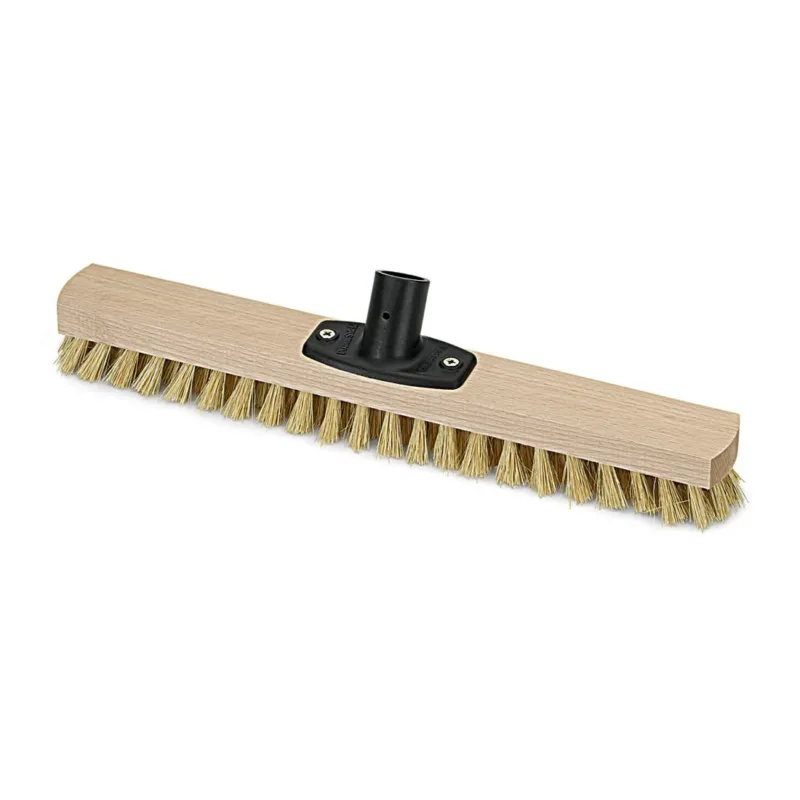 Der Nölle Profi Brush Power Stick Wischer 40 cm von Nölle Profi Brush Bürsten- & Pinseltechnik e.K. verfügt über einen rechteckigen Holzkopf mit steifen Borsten und einem mittigen schwarzen Thermo-PET (hitzebeständig) Griffaufsatz.