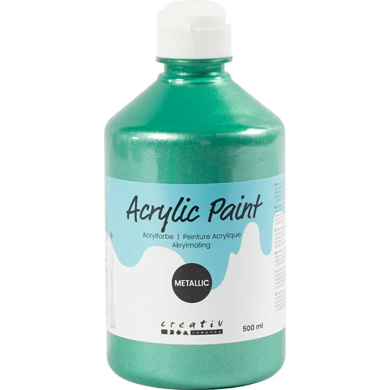 Acrylic Paint Metallic, metallic, green, 500 ml/ 1 bottle