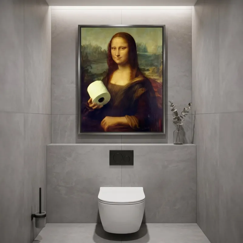 Restroom Renaissance Quirky Parody Bathroom Art Poster - Image 0