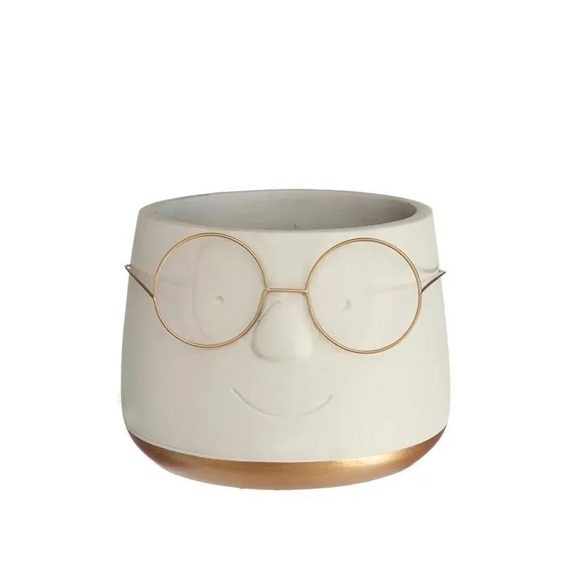 Pot with glasses Gold Ø16 h: 11,5 cm (3 Pcs)