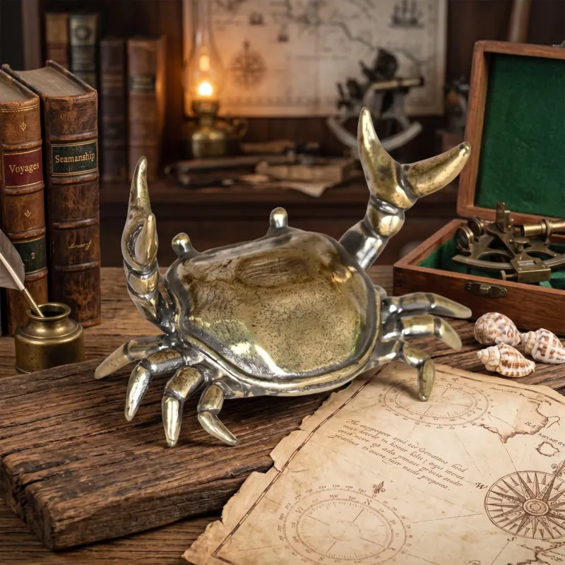 Coastal Crab Sculpture Vintage Desktop Statue - Image 0