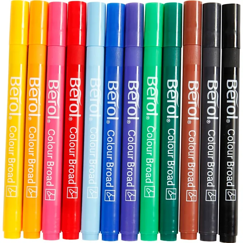 Berol Marker, dia. 10 mm, line 1-1,7 mm, assorted colours, 12 pc