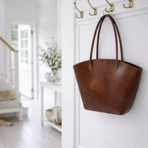 Croco-Shopper aus Leder - Cognac