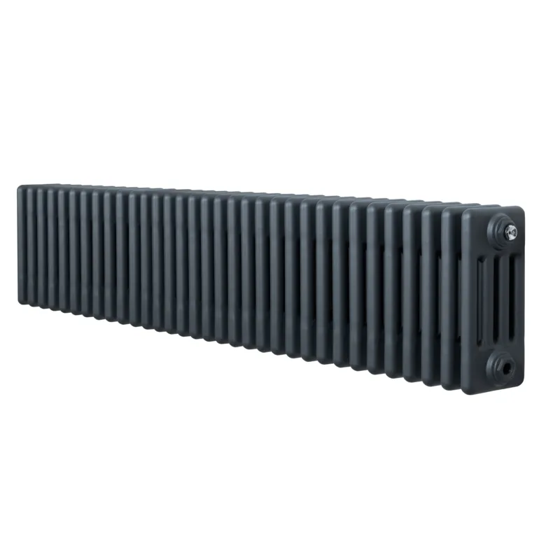 Röhrenheizkörper mit vier Säulen in Anthrazitgrau, 300mm x 1505mm, aus robustem Material, mit glatter, strukturierten Oberfläche und modernem Design