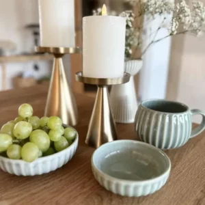 Schale VIGA gestreift Steinzeug - Mint mehrere Größen