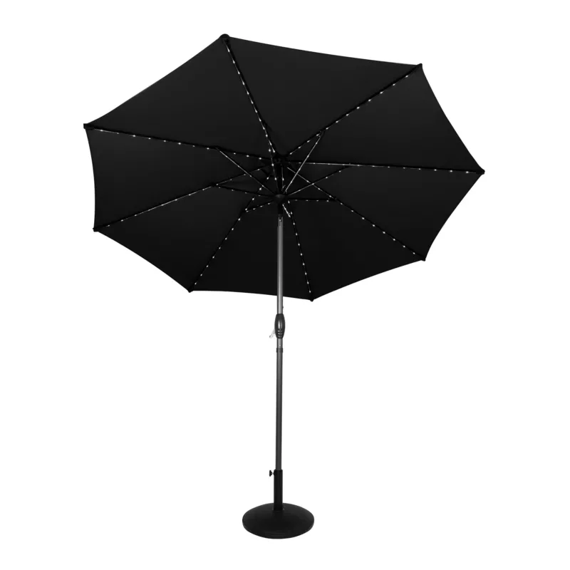 LED-Kipp-Sonnenschirm 2,7m mit Ständer - Schwarz