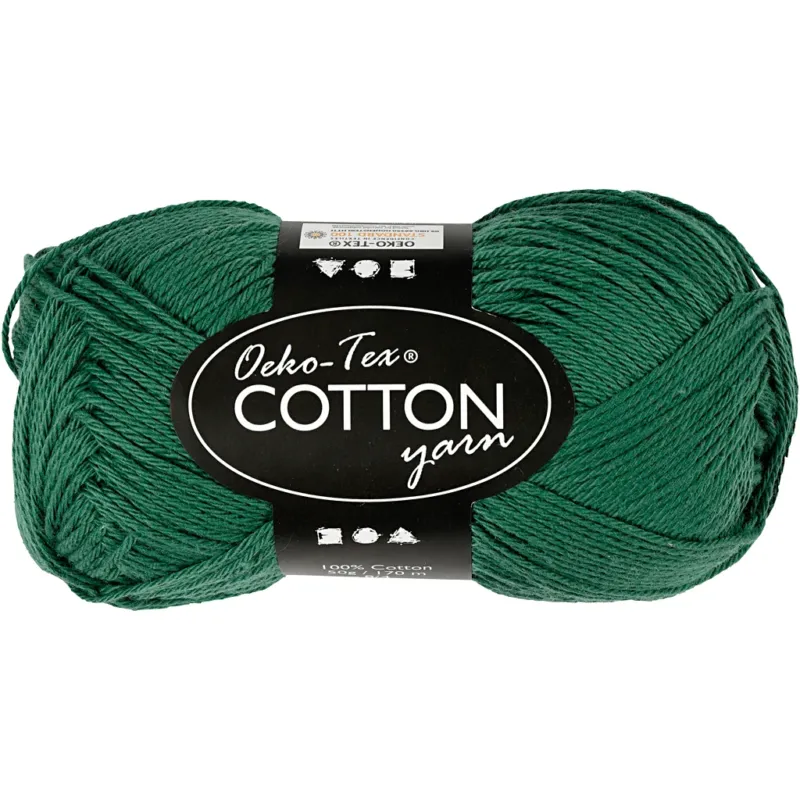 Cotton Yarn, no. 8/4, L: 170 M, needle 3-3,5, dark green, 50 g/ 1 ball