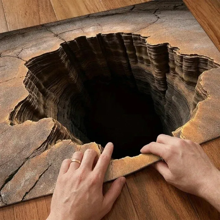Mind Bender Non-Slip 3D Optical Illusion Floor Rug