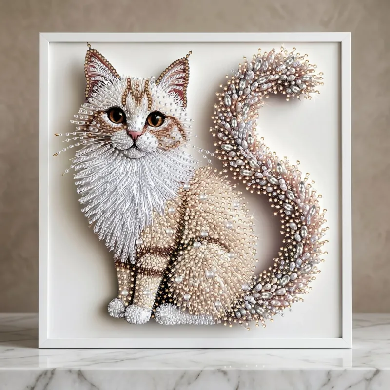 Hush Fluffy Kitten Rhinestone Wall Canvas - Image 0