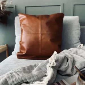 Kissenbezug Leder - Cognac 45x45