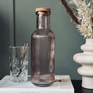 Wasserflasche mit Korkstopfen – Rosa 1 l