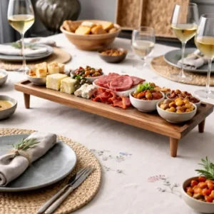 Servierbrett mit Beinen aus Akazienholz – Perfekt für Tapas