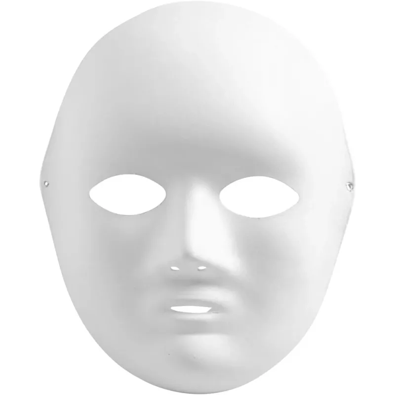 Full Face Mask, H: 22 cm, W: 17 cm, white, 10 pc