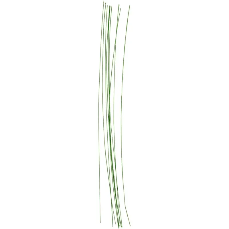 Floral stem wire, L: 30 cm, dia. 0,6 mm, green, 20 pc
