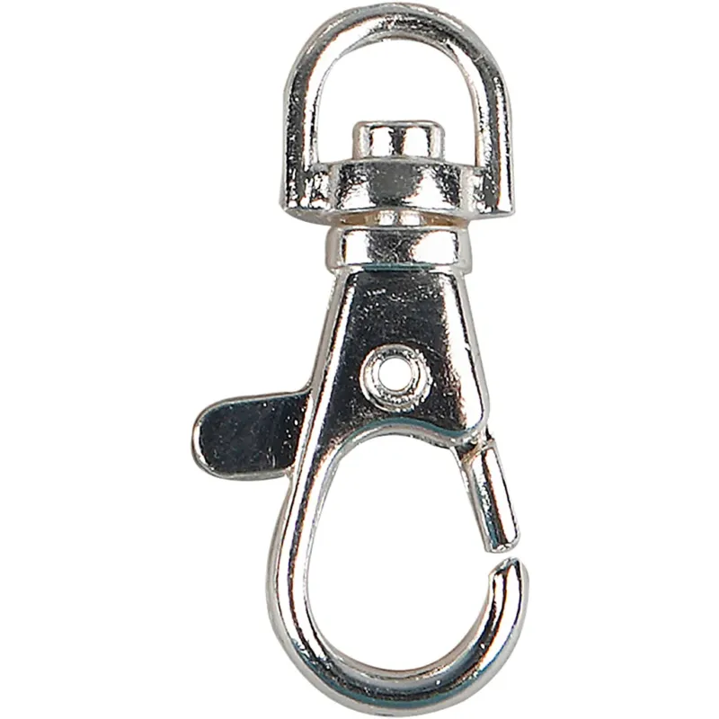 Lobster Claw Clasps, H: 37 mm, W: 14 mm, dia. 37 mm, silver-plated, 2 pc