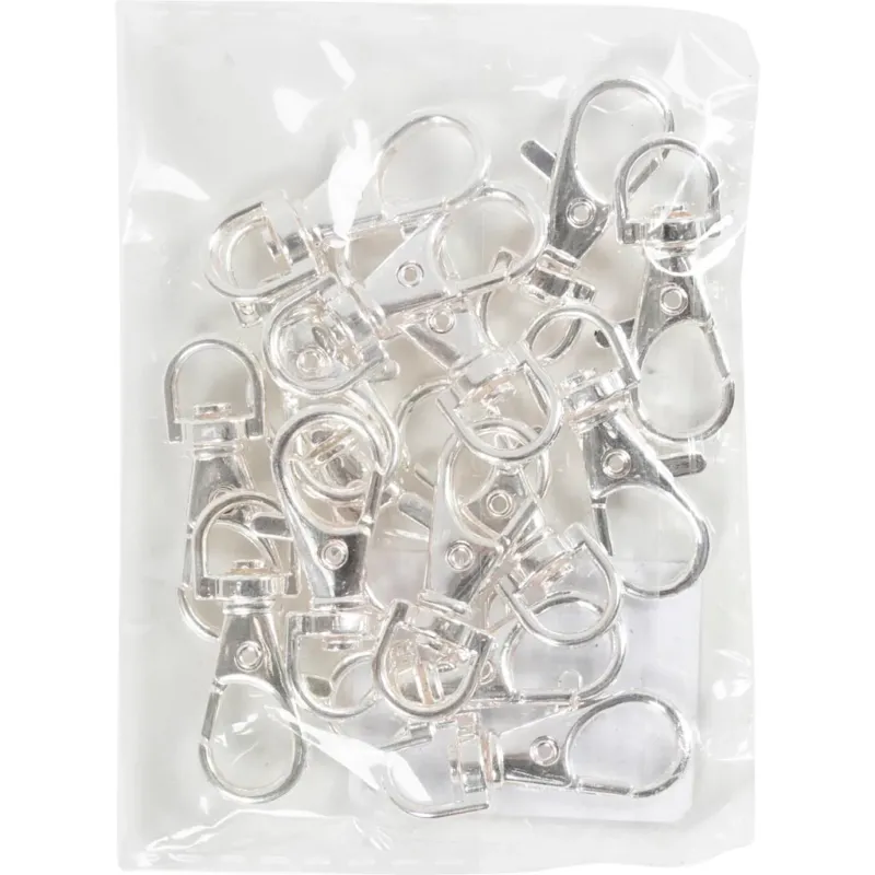 Lobster Claw Clasps, H: 3,7 cm, dia. 37 mm, W: 1,4 cm, silver-plated, 15 pc