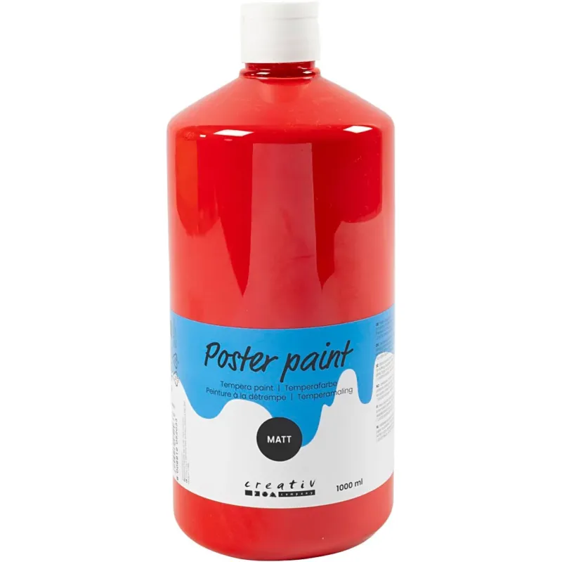 Poster paint Matte, red, 1000 ml/ 1 bottle