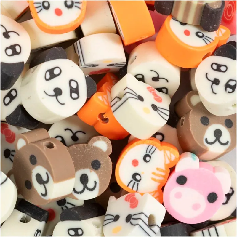 Figure Beads, animals, dia. 10 mm, hole size 1,5 mm, 200 asstd.
