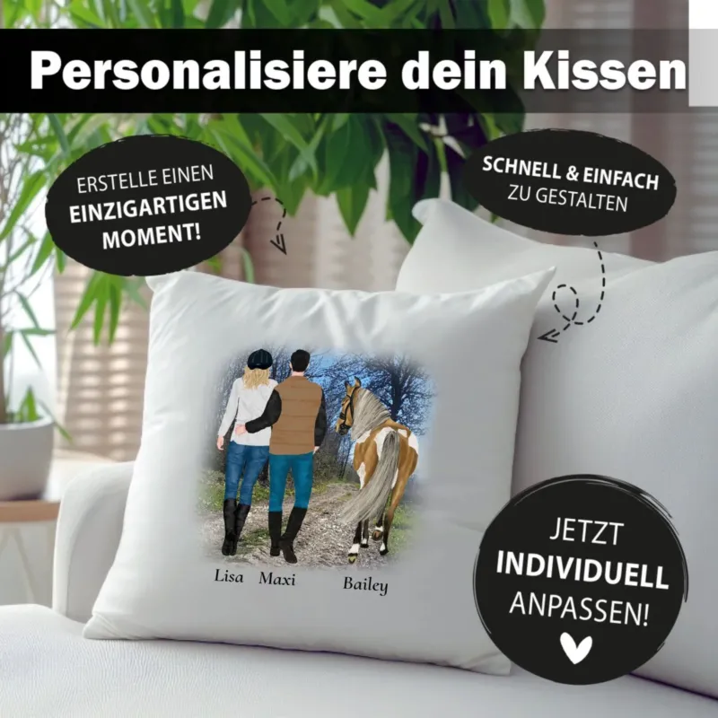 Paar mit Pferd - Kissen Personalisiert