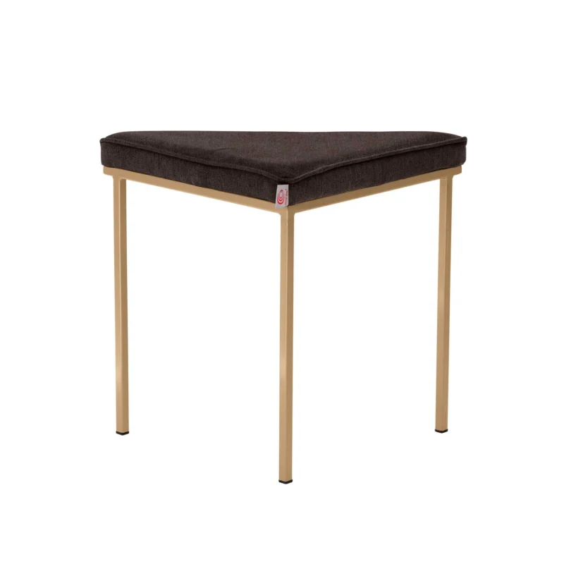 Tripod Stool, Powder-Coated Frame brown upholstery, yellow frame, side view