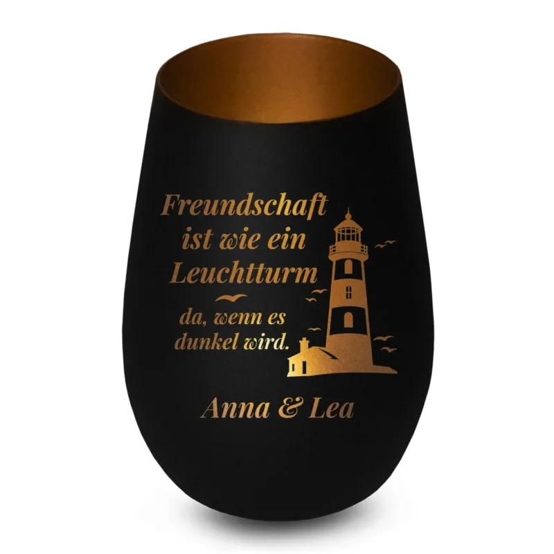 Bild: Personalisiertes Windlicht - Freundschaft ist wie ein Leutturm - BFF Geschenk Beste Freundin.