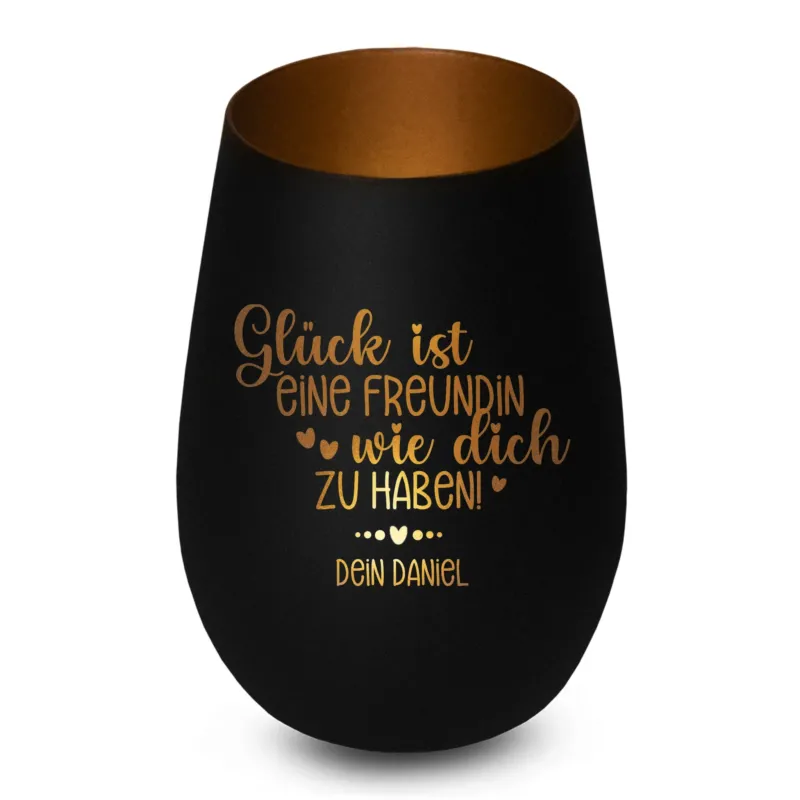Bild: Personalisiertes Windlicht - Glück ist eine Freundin wie dich zu haben - Geschenk BFF.