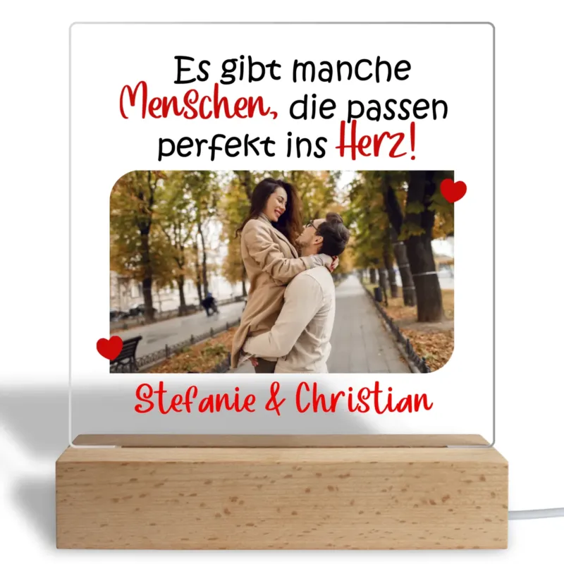 Personalisiertes Acryl Glasbild - Liebesgeschenk mit Foto und Namen - Fotogeschenk für Pärchen