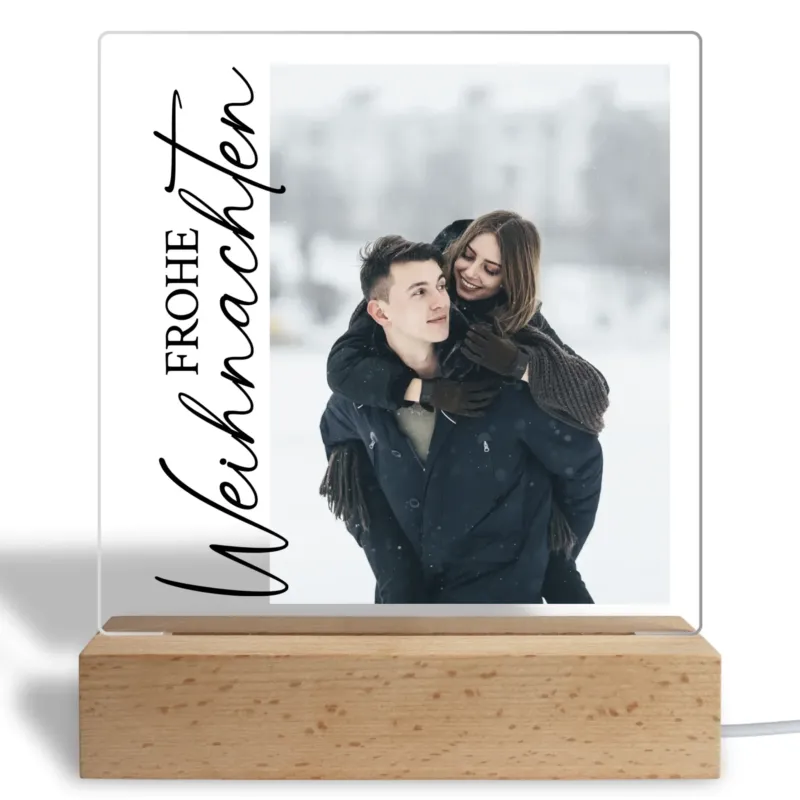 Personalisiertes Acryl Glasbild - Frohe Weihnachten mit Foto - Fotogeschenk