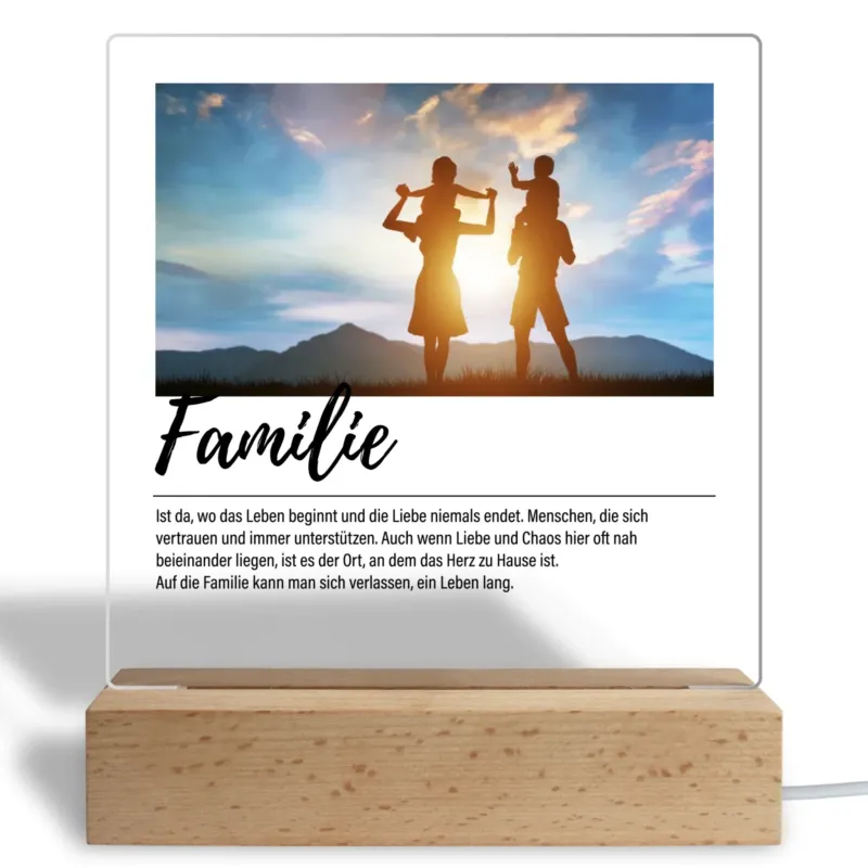 Bild: Personalisiertes Acryl Glasbild - Definition Familie - Fotogeschenk mit Foto, Familienfoto.
