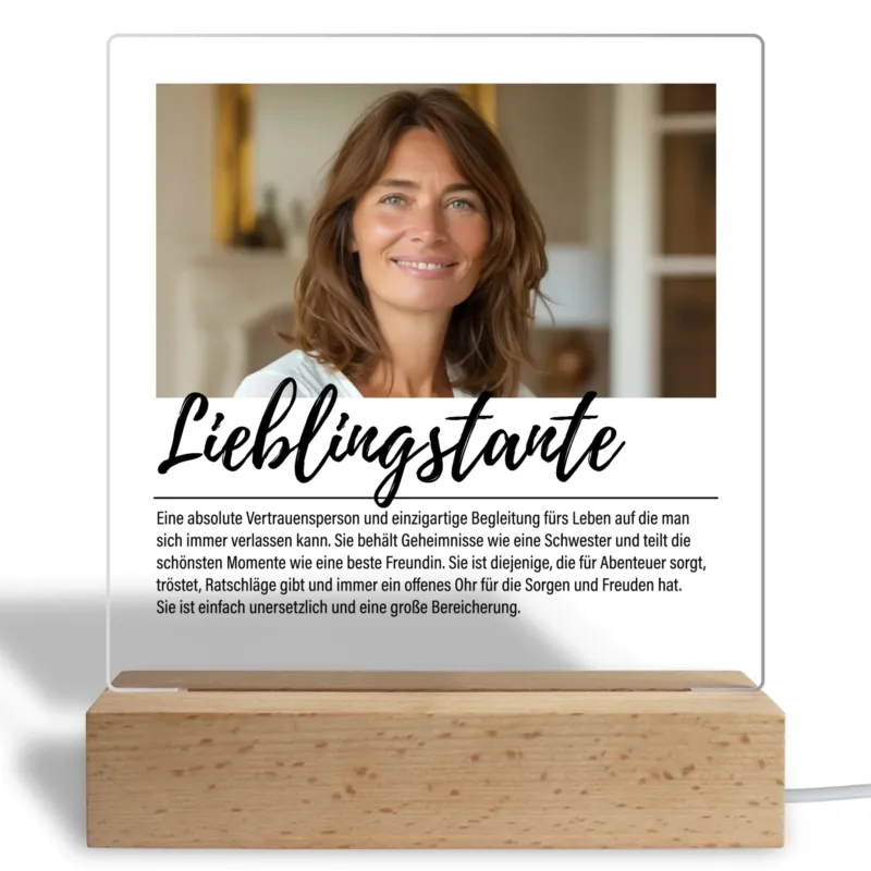 Bild: Personalisiertes Acryl Glasbild - Definition Lieblings-Tante - Fotogeschenk mit Foto.