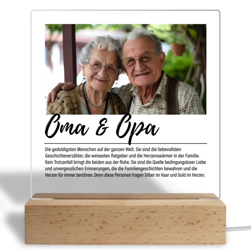 Bild: Personalisiertes Acryl Glasbild - Definition Oma & Opa - Fotogeschenk für Großeltern mit Foto.