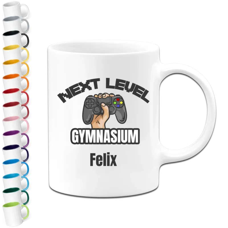 Personalisierte Tasse - Next Level Gymnasium mit Namen - Geschenk zum Schulwechsel