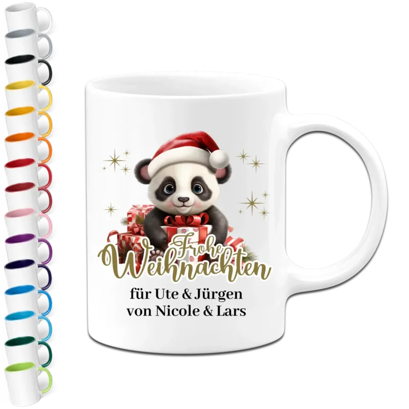 Bild: Personalisierte Weihnachtstasse - Frohe Weihnachten - Baby Panda - Tasse mit Namen.
