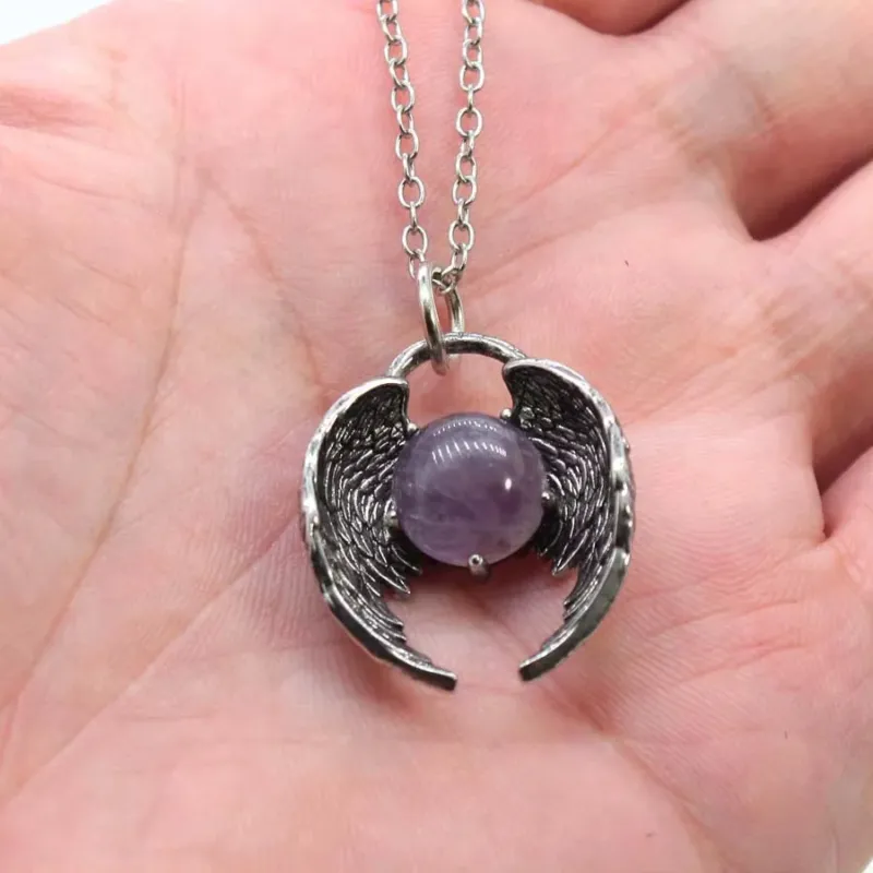Creative Eagle Wings Feather Glowing Ball Necklace - Image 0