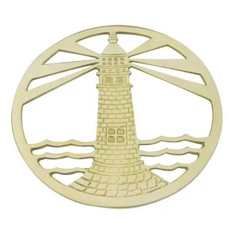 Topf Untersetzer Leuchtturm – maritimer Untersetzer aus Messing in Gold